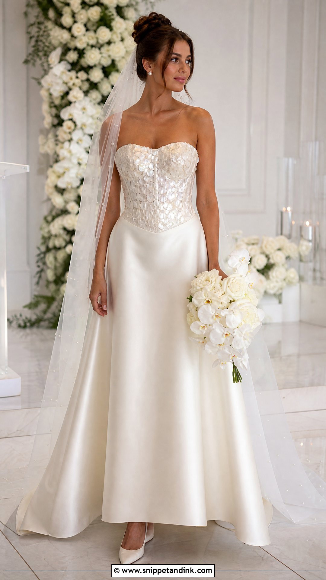 Mother Of Pearl Corset Wedding Dress - Snippet and Ink - 25 Iridescent Wedding Dress Ideas