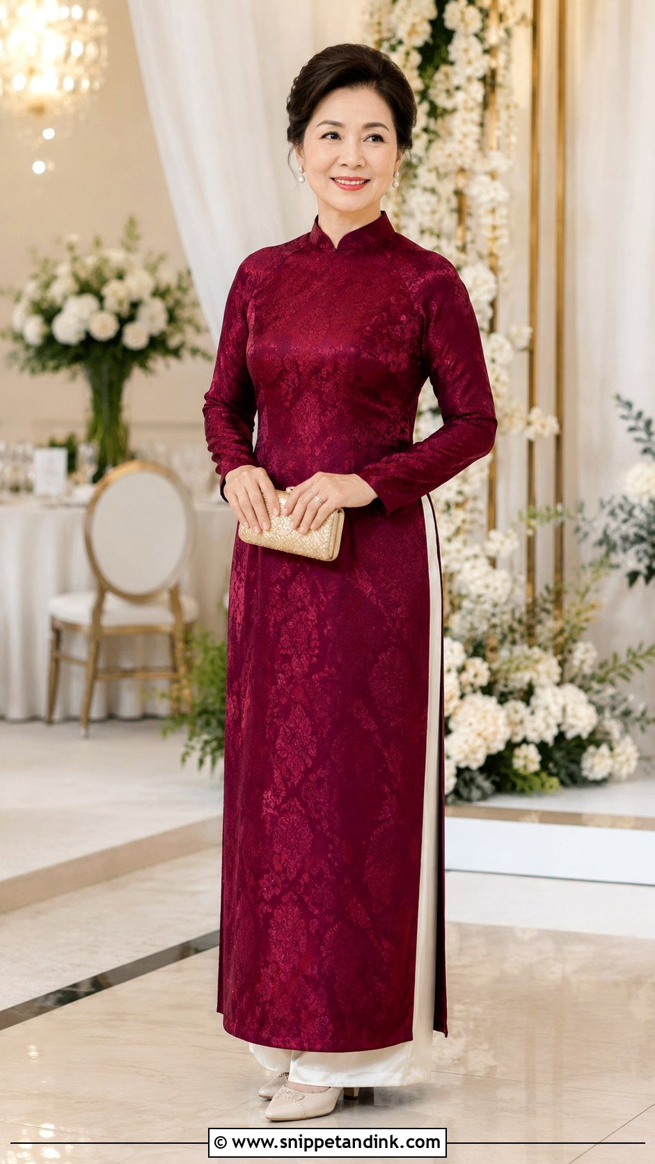 Mother Of The Bride Ao Dai In Burgundy - Snippet and Ink - 25 Wedding Ao Dai Ideas
