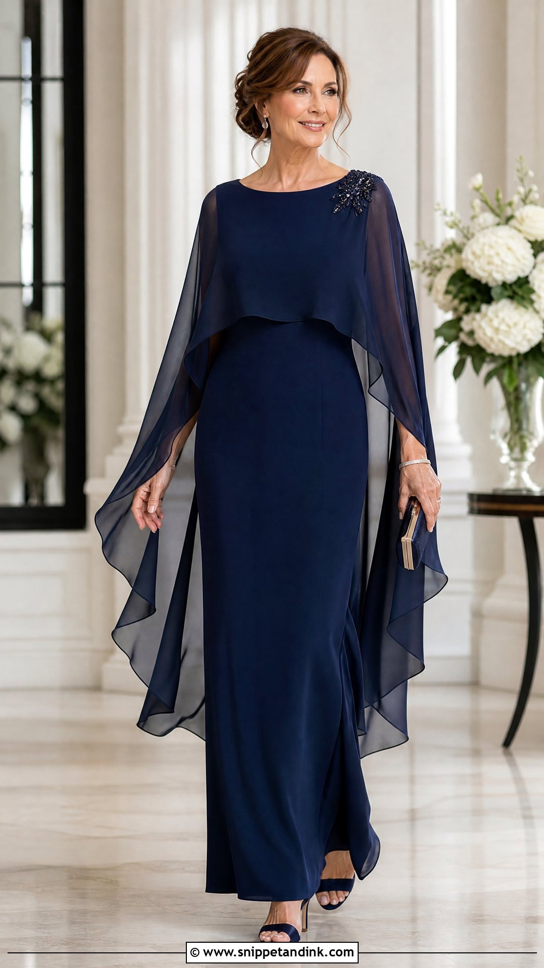 Mother Of The Bride Cape Dress - Snippet and Ink - 25 Mom Wedding Dress Ideas