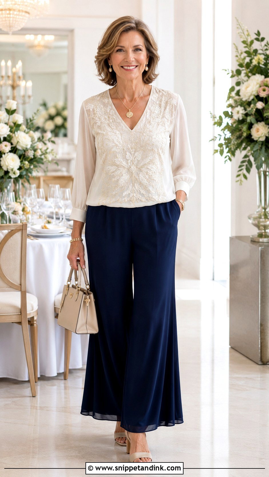 Mother Of The Bride Wedding Shirt With Palazzo Pants - Snippet and Ink - 20 Wedding Shirts Ideas