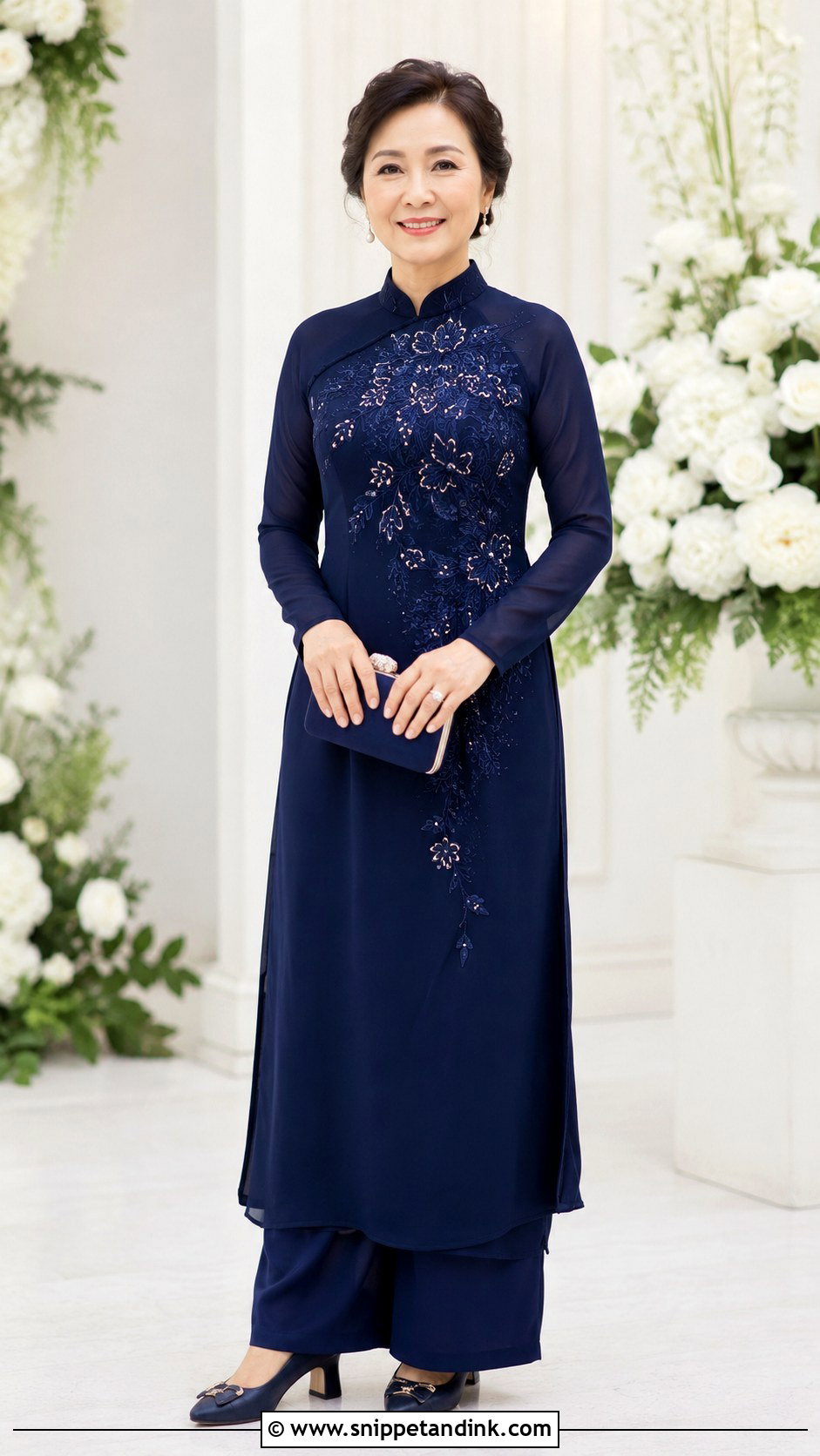 Mother Of The Groom Ao Dai In Navy - Snippet and Ink - 25 Wedding Ao Dai Ideas