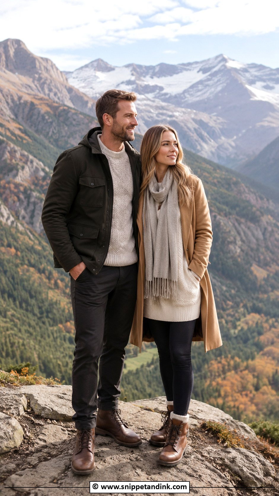 Mountain Couples Photoshoot Outfit - Snippet and Ink - 30 Couples Photoshoot Outfits