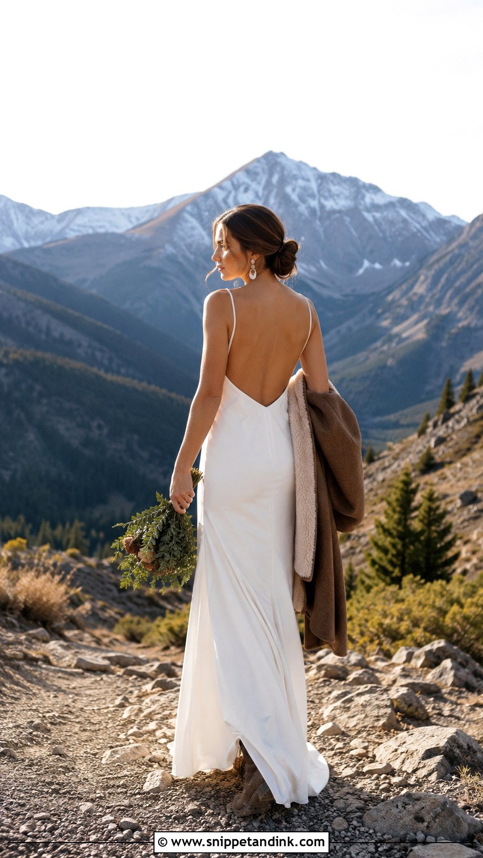 Mountain Elopement Backless Dress - Snippet and Ink - 25 Mountain Elopement Dress Ideas