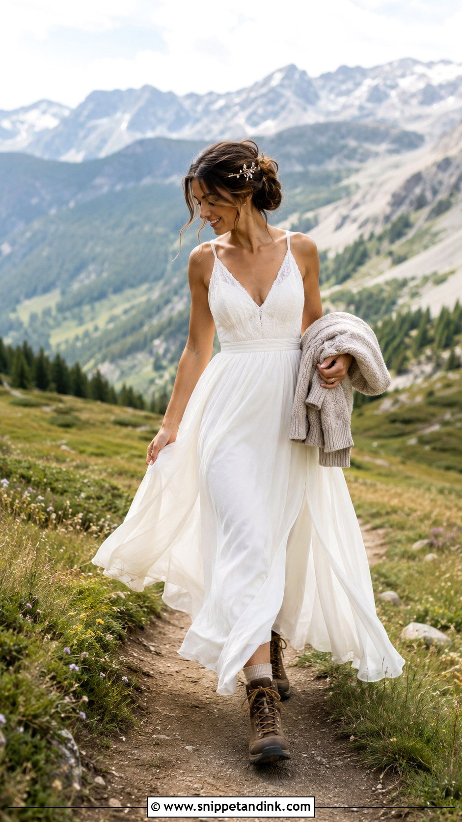 Mountain Elopement Chiffon Dress - Snippet and Ink - 25 Mountain Elopement Dress Ideas