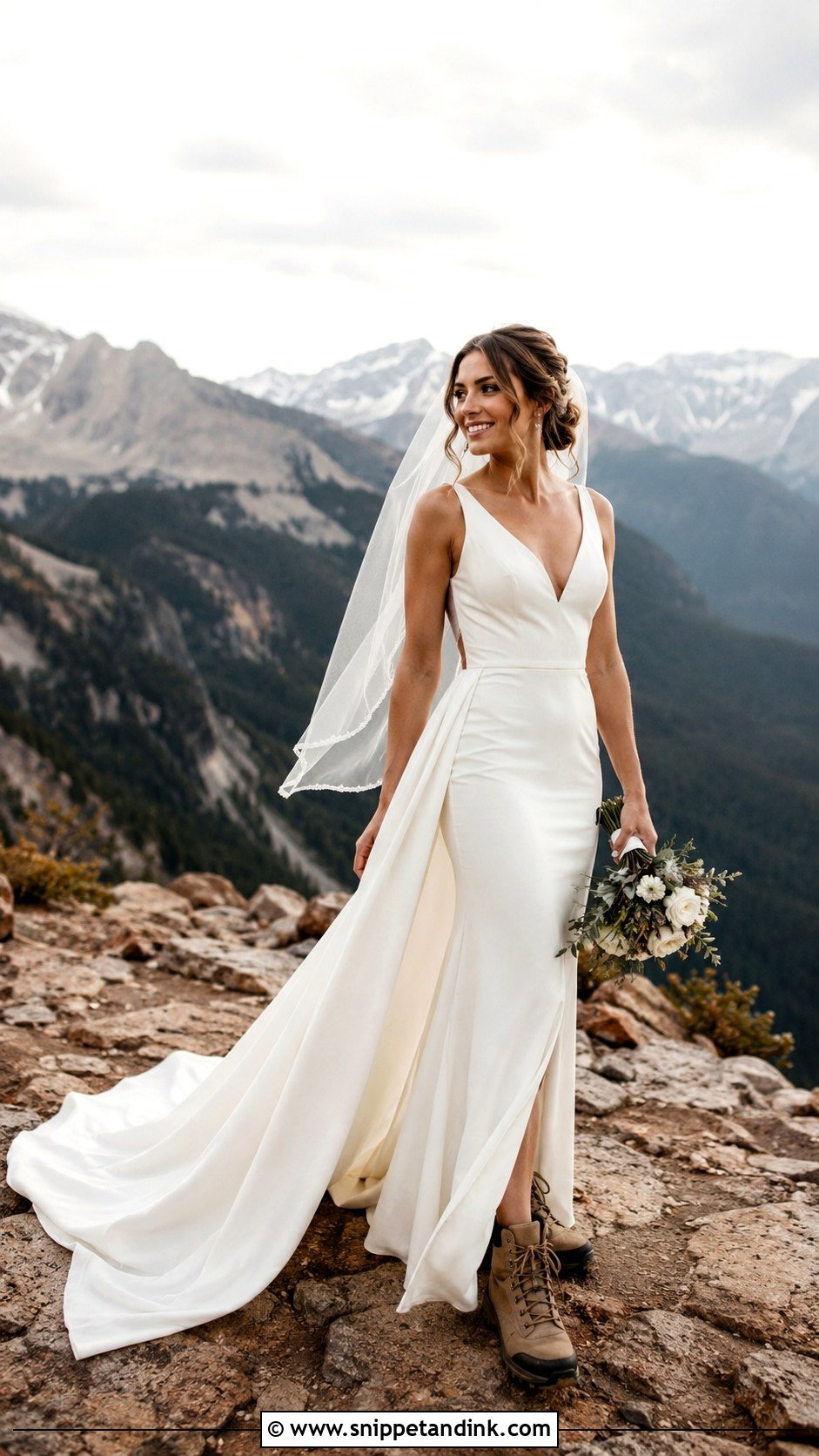 Mountain Elopement Detachable Train Dress - Snippet and Ink - 25 Mountain Elopement Dress Ideas