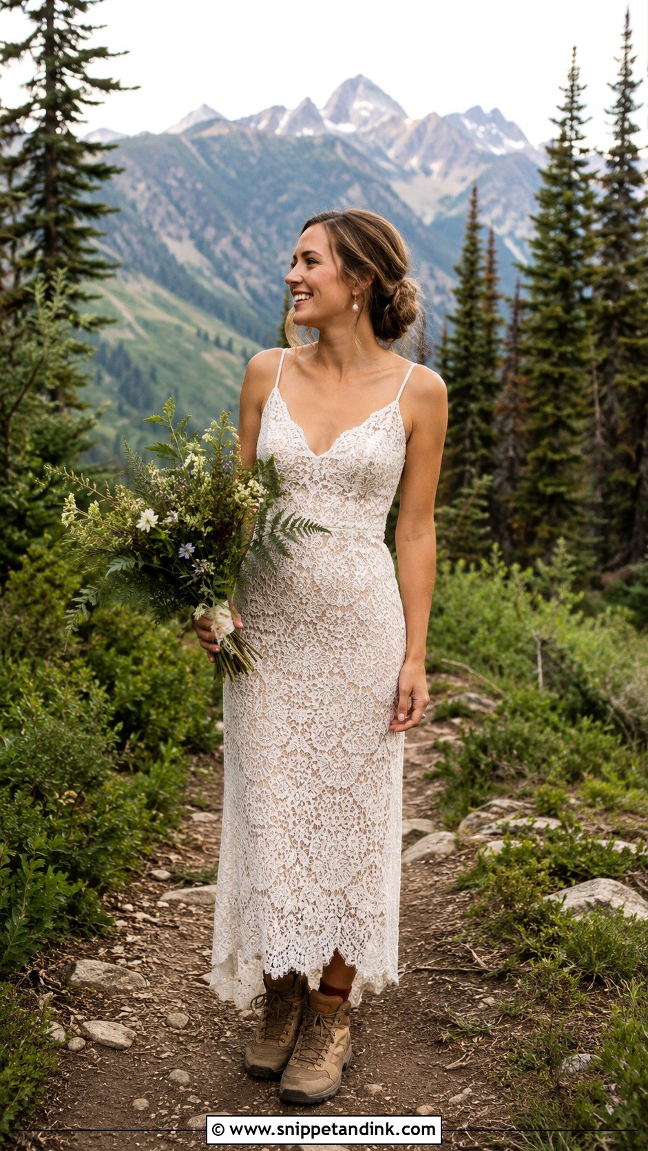 Mountain Elopement Lace Dress - Snippet and Ink - 25 Mountain Elopement Dress Ideas