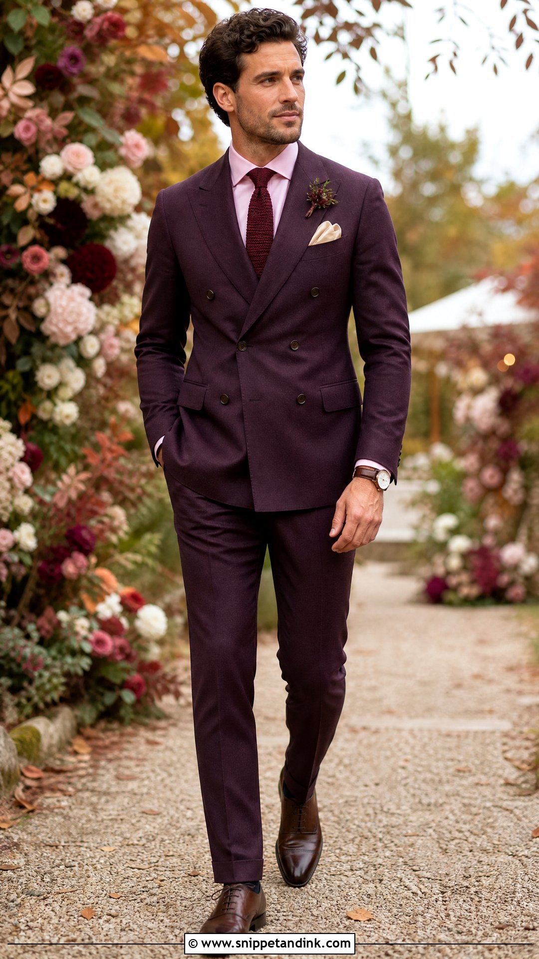 Mulberry Double Breasted Wedding Suit - Snippet and Ink - 20 Purple Wedding Suit Ideas