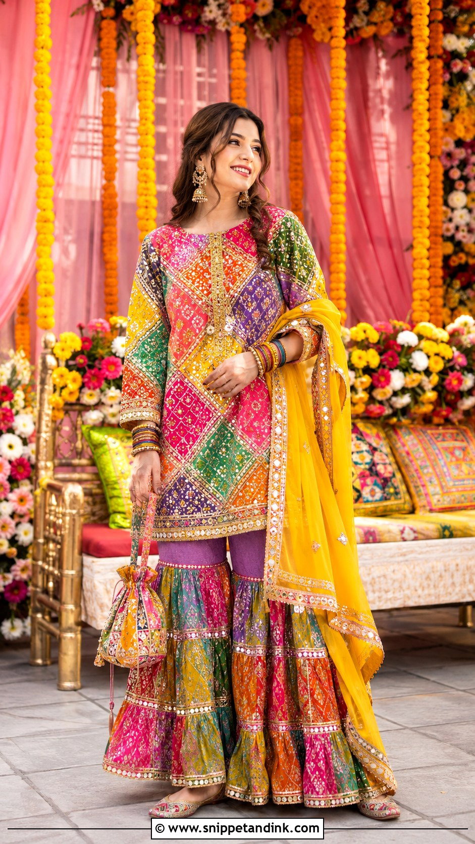 Multi Color Gota Dress For Mehndi - Snippet and Ink - 25 Pakistani Wedding Dresses Sisters