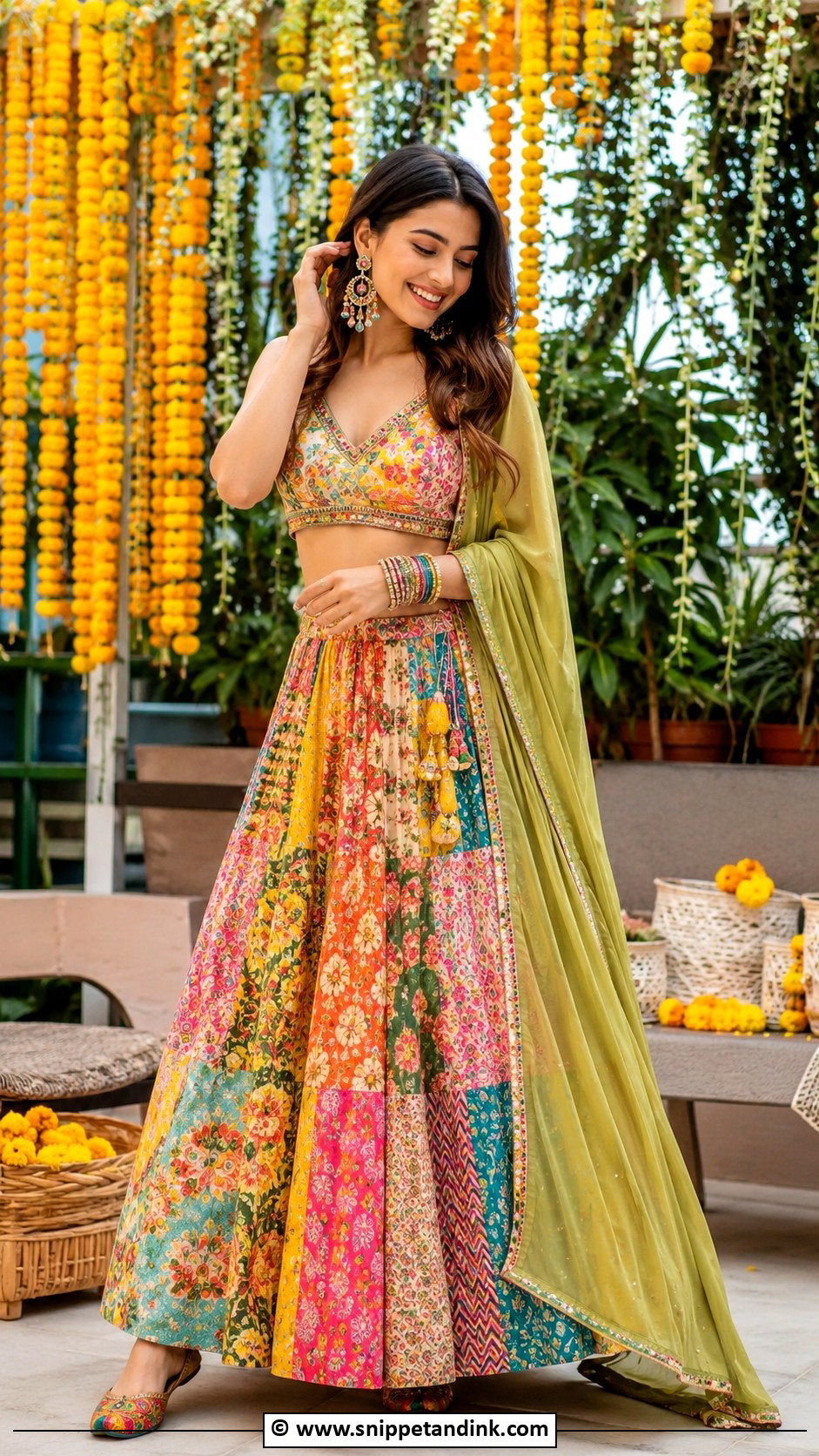Multi Color Lehenga For Mehandi - Snippet and Ink - 25 Mehandi Outfit Ideas