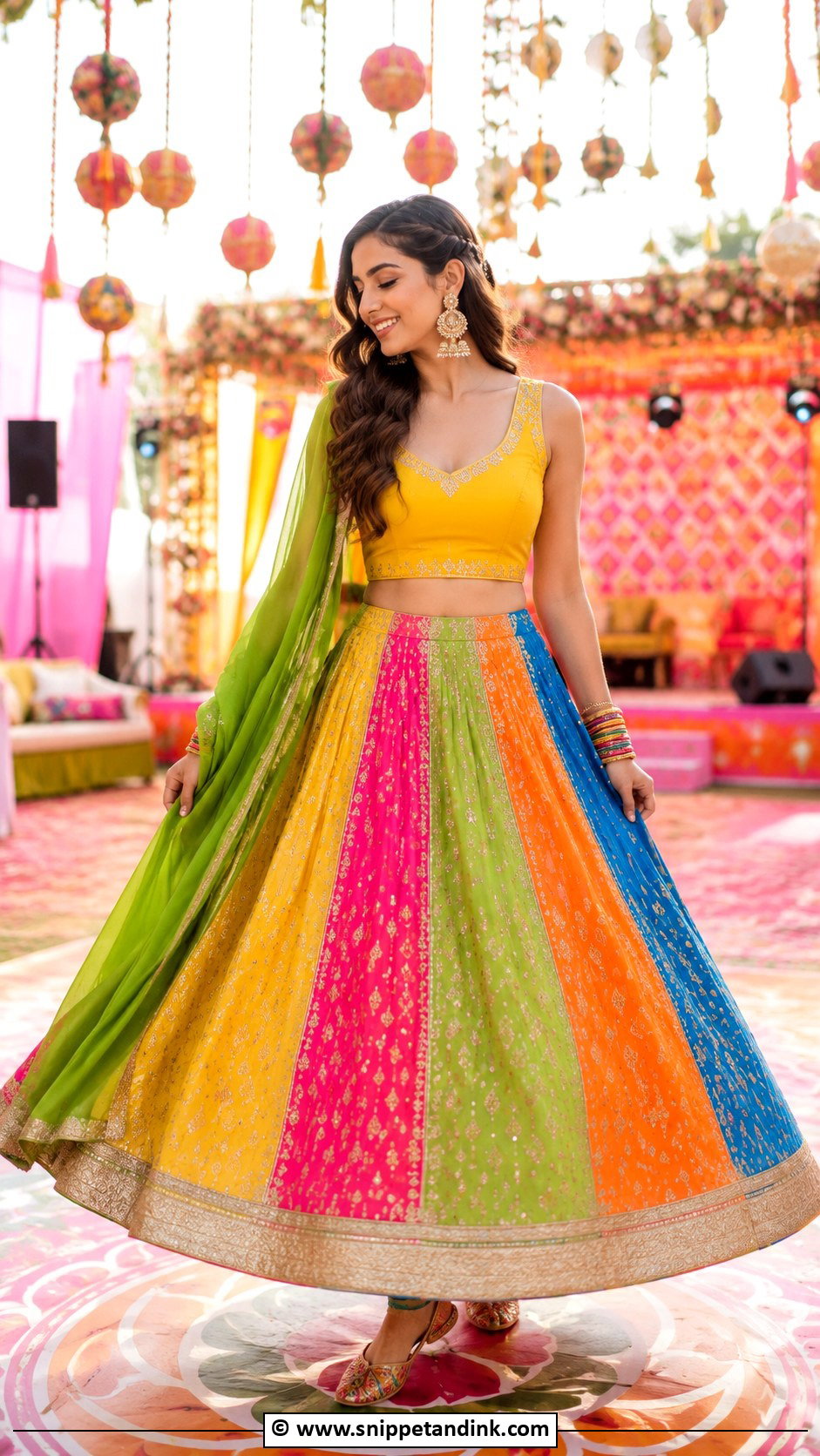 Multi Color Lehenga Mehendi Outfit For Sister - Snippet and Ink - 30 Mehendi Outfits Sisters