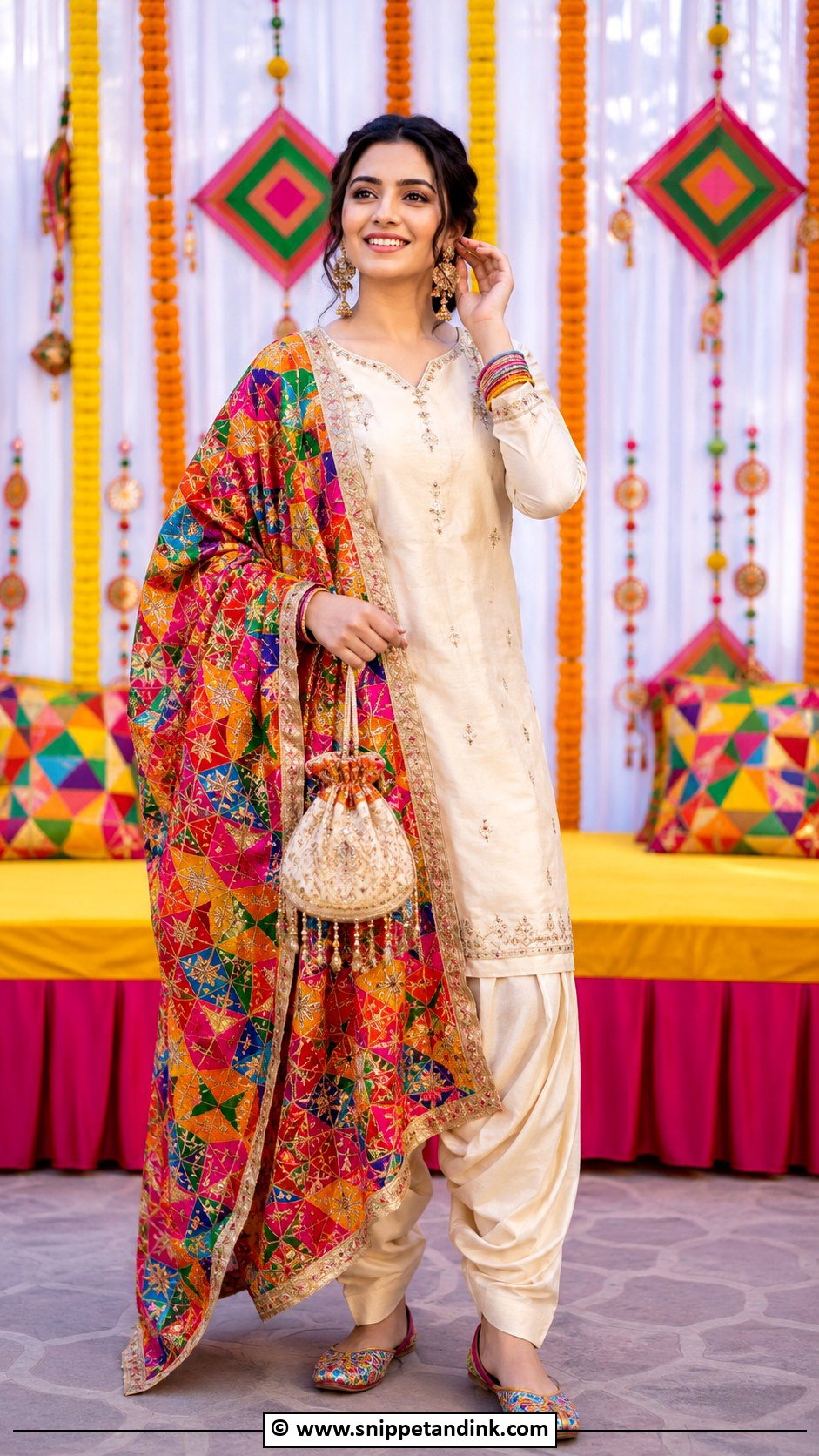 Multi Color Punjabi Phulkari Suit - Snippet and Ink - 30 Punjabi Wedding Suit Ideas