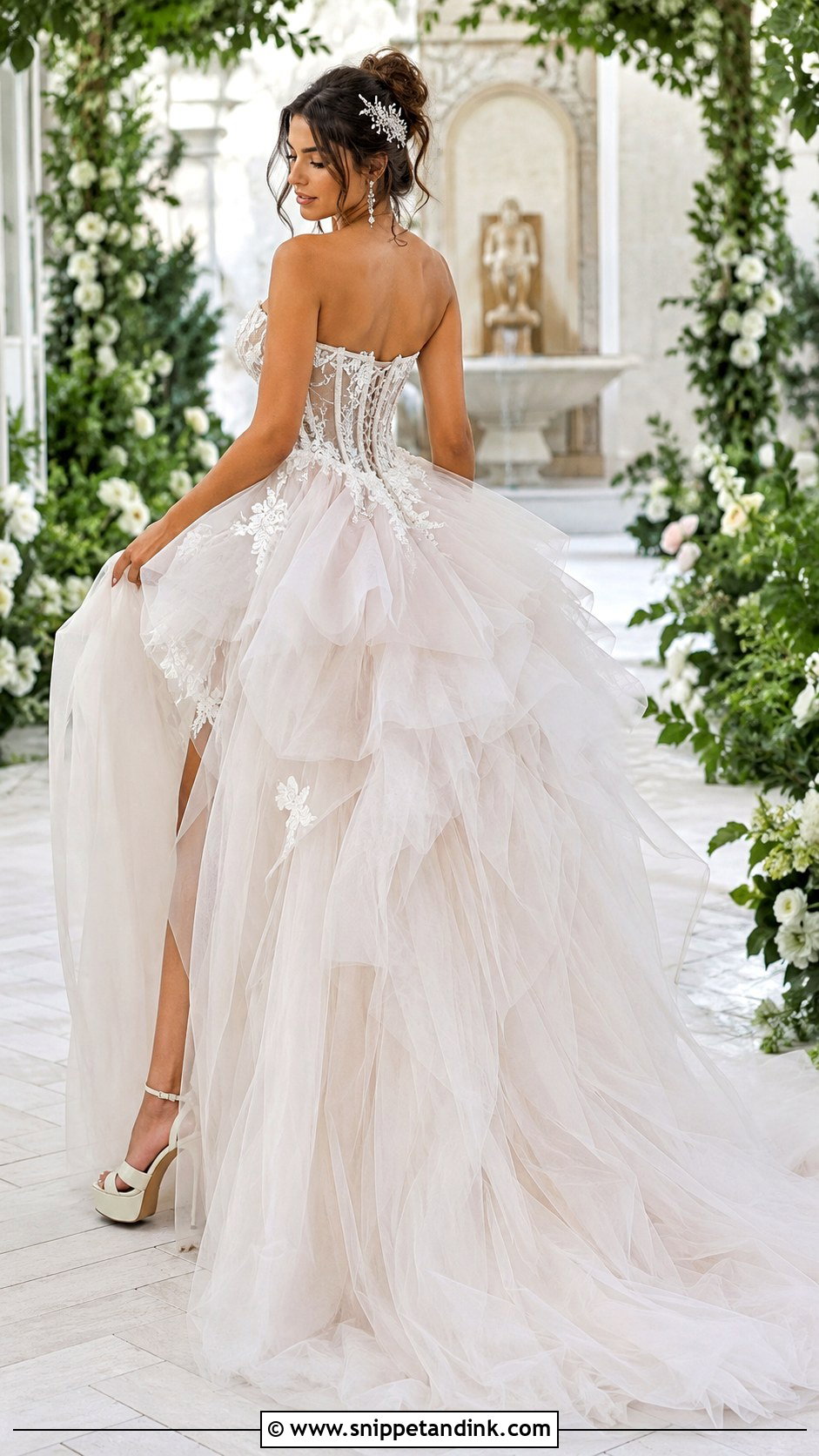 Multi Point Bustle Tulle Ball Gown - Snippet and Ink - 20 Bustled Wedding Dress Ideas