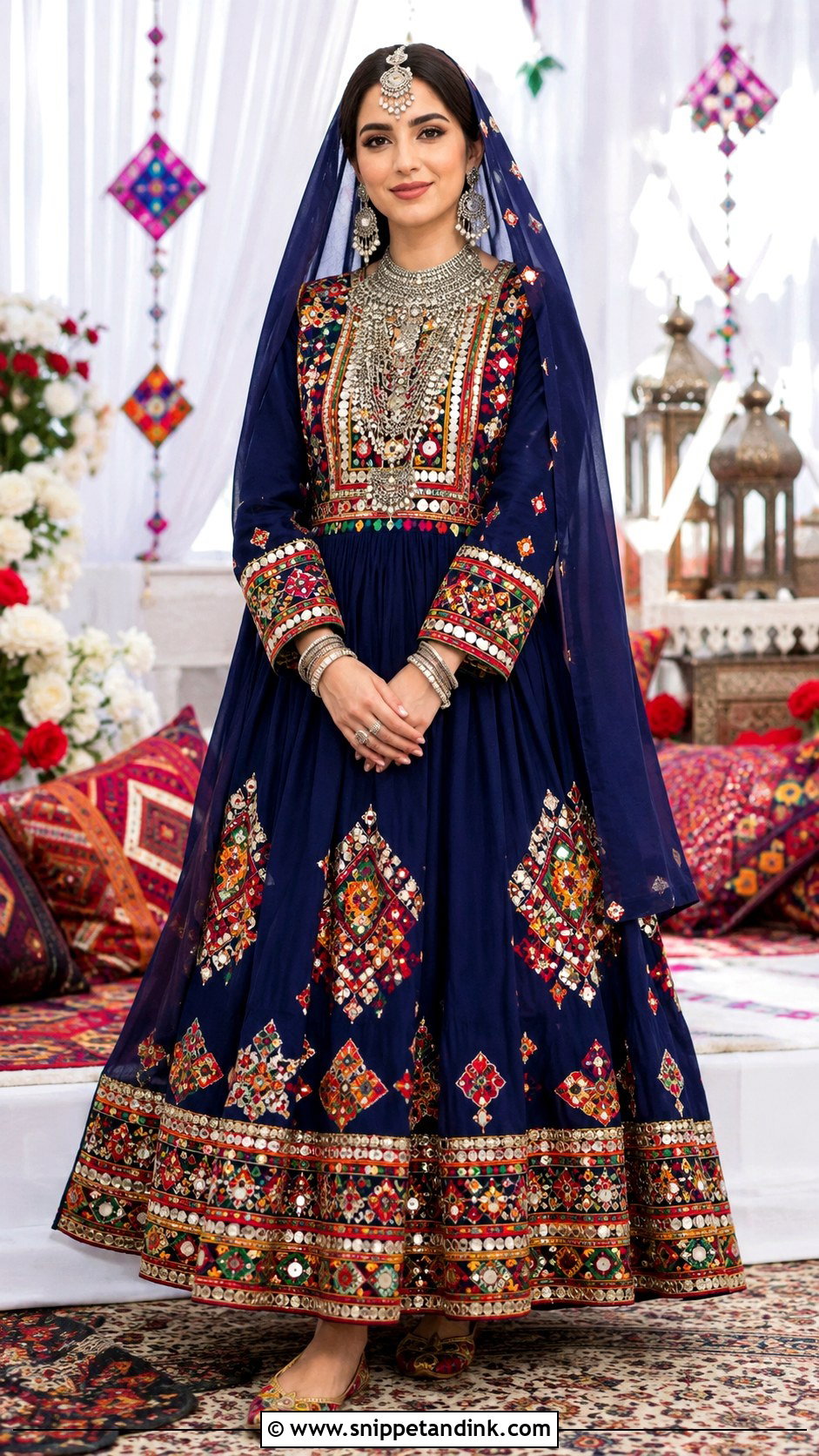 Multicolor Afghani Wedding Dress With Mirror Work - Snippet and Ink - 20 Afghani Wedding Dress Ideas