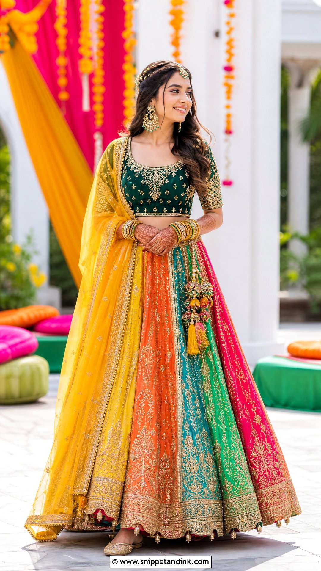 Multicolor Bridal Mehandi Lehenga - Snippet and Ink - 20 Pakistani Mehandi Dresses for Brides