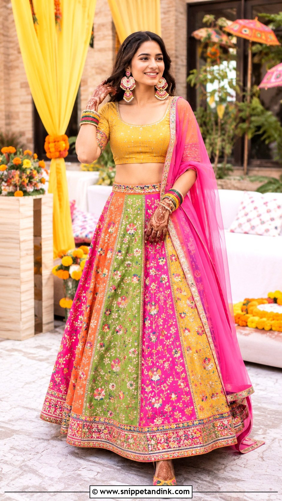 Multicolor Bridal Mehndi Lehenga - Snippet and Ink - 25 Bridal Mehndi Dresses
