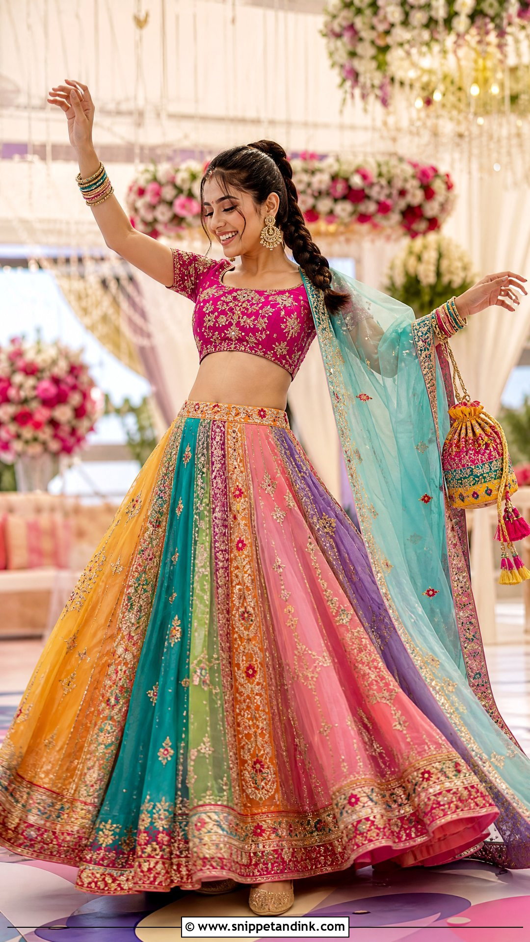 Multicolor Bride Sangeet Lehenga - Snippet and Ink - 25 Bride Sangeet Outfit Ideas