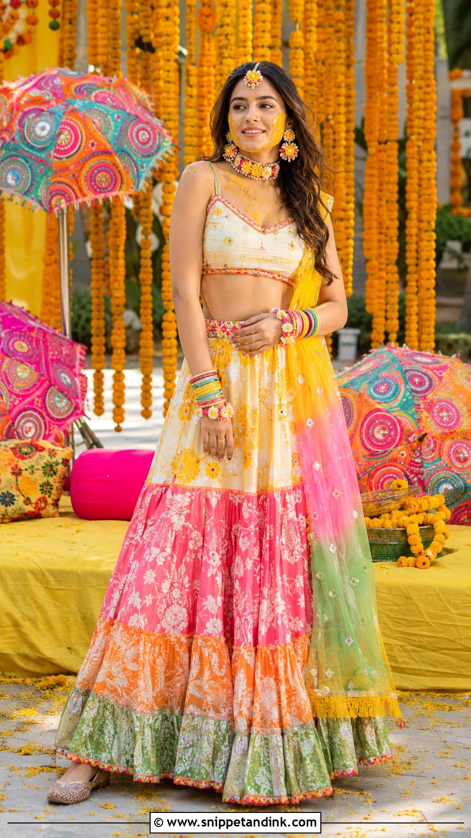 Multicolor Carnival Lehenga Haldi Carnival Outfit - Snippet and Ink - 25 Haldi Carnival Outfit Ideas