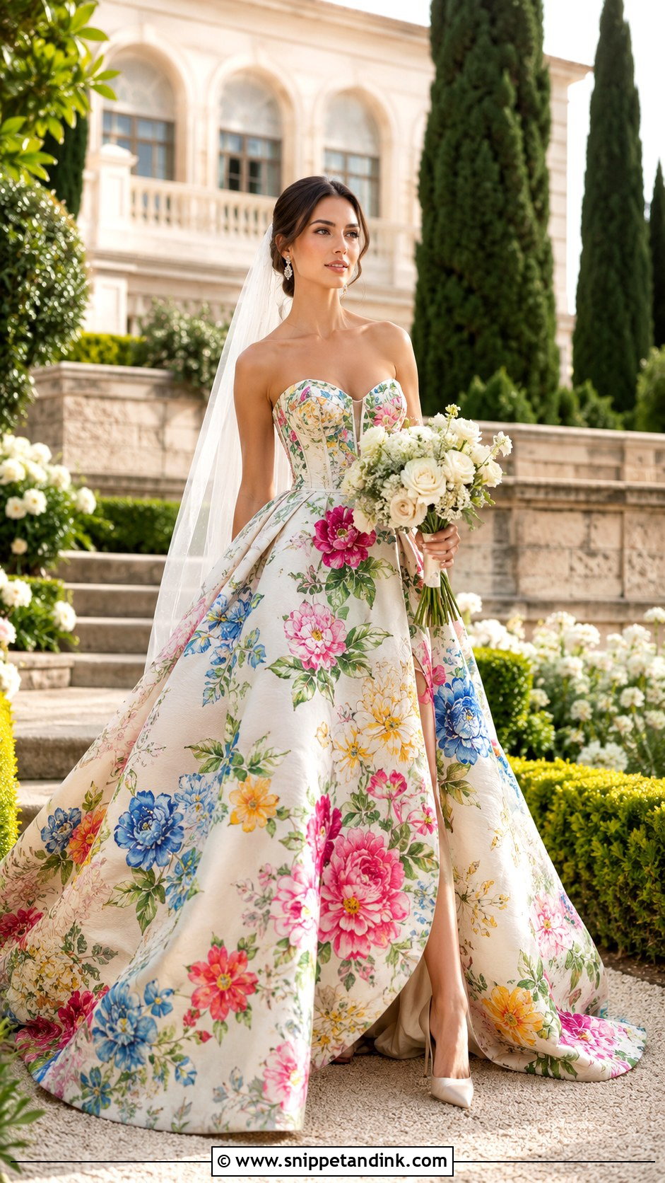 Multicolor Floral Ball Gown Bride - Snippet and Ink - 20 Colorful Bride Ideas