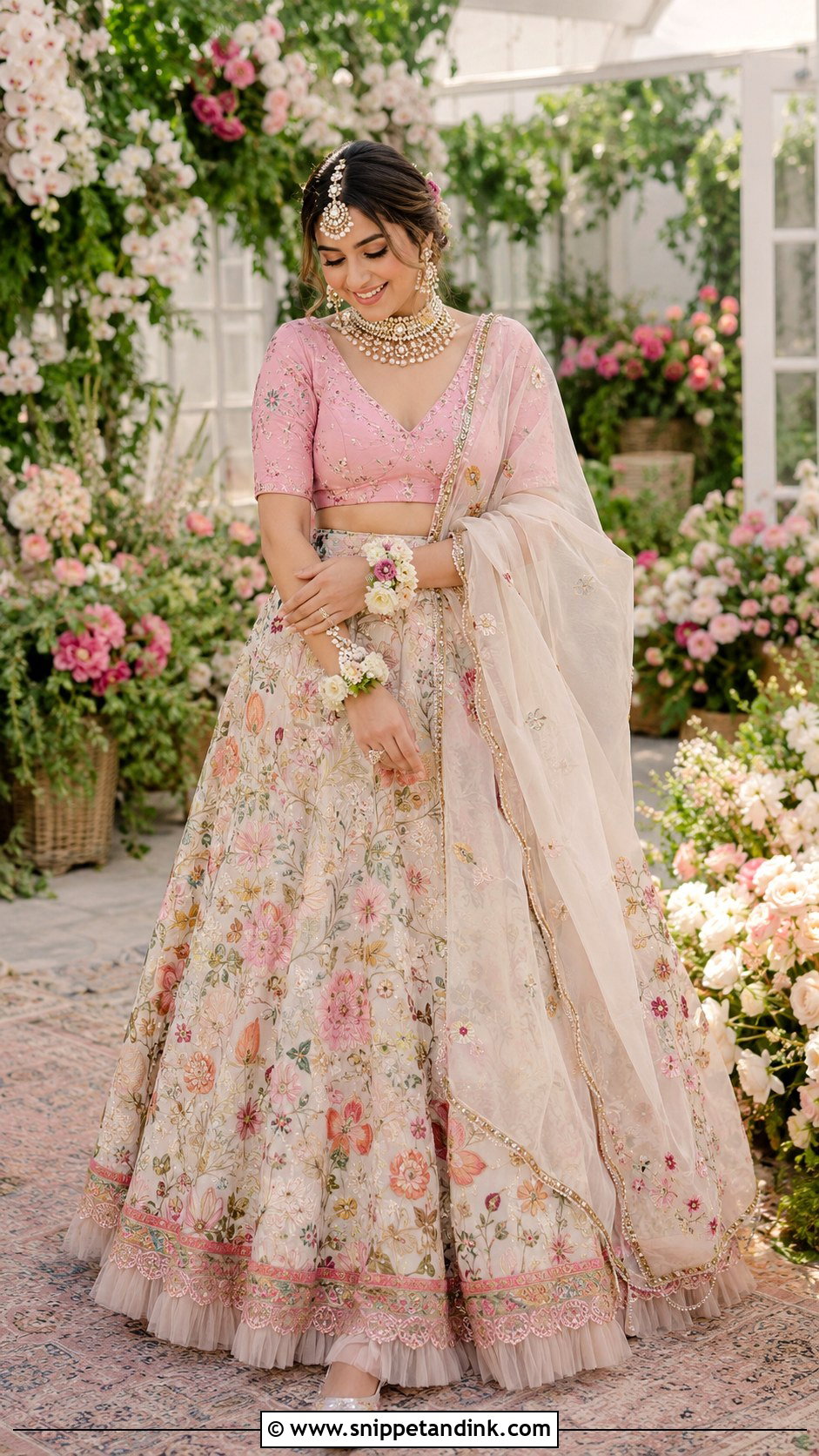 Multicolor Floral Mehandi Bridal Lehenga - Snippet and Ink - 20 Mehandi Bridal Dress Ideas