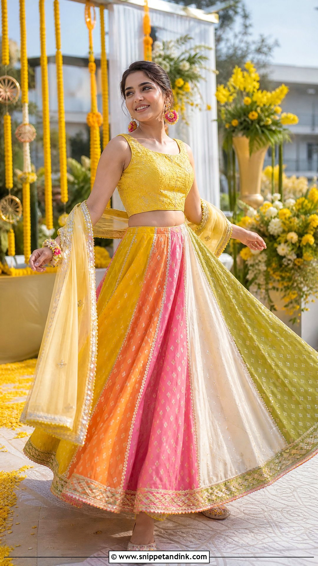 Multicolor Lehenga For Haldi - Snippet and Ink - 25 Dress for Haldi Ideas