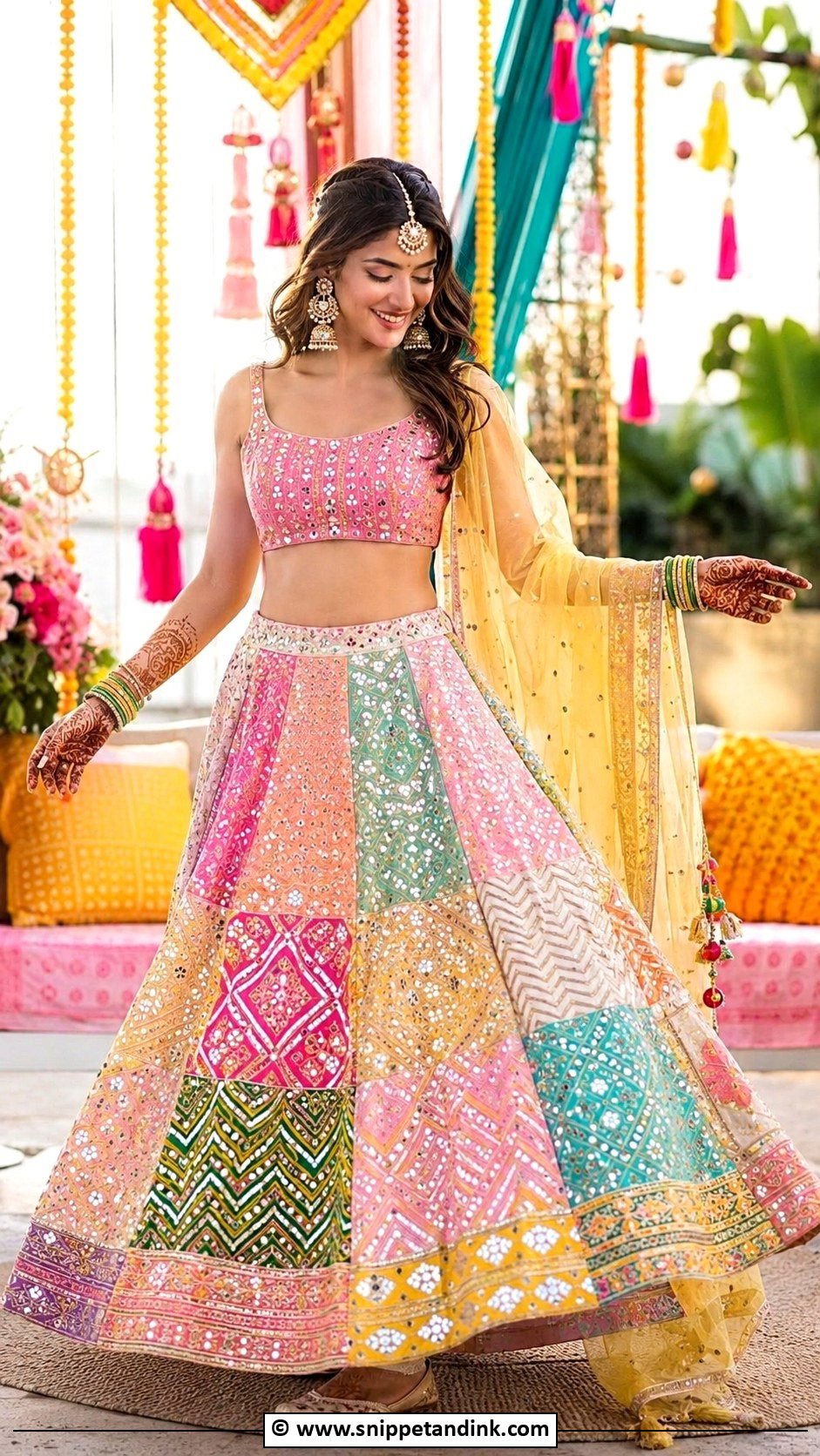 Multicolor Lehenga For Mehandi Bride - Snippet and Ink - 30 Mehandi Outfits Brides