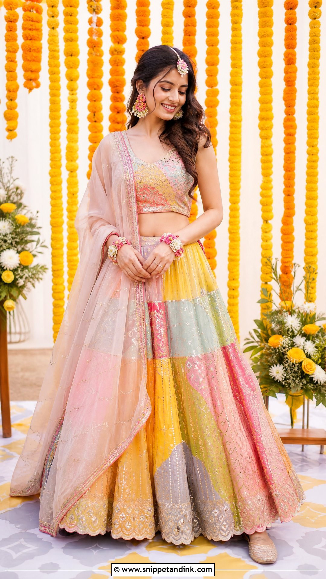Multicolor Lehenga For Mehendi Bride - Snippet and Ink - 25 Simple Mehendi Outfits for Bride