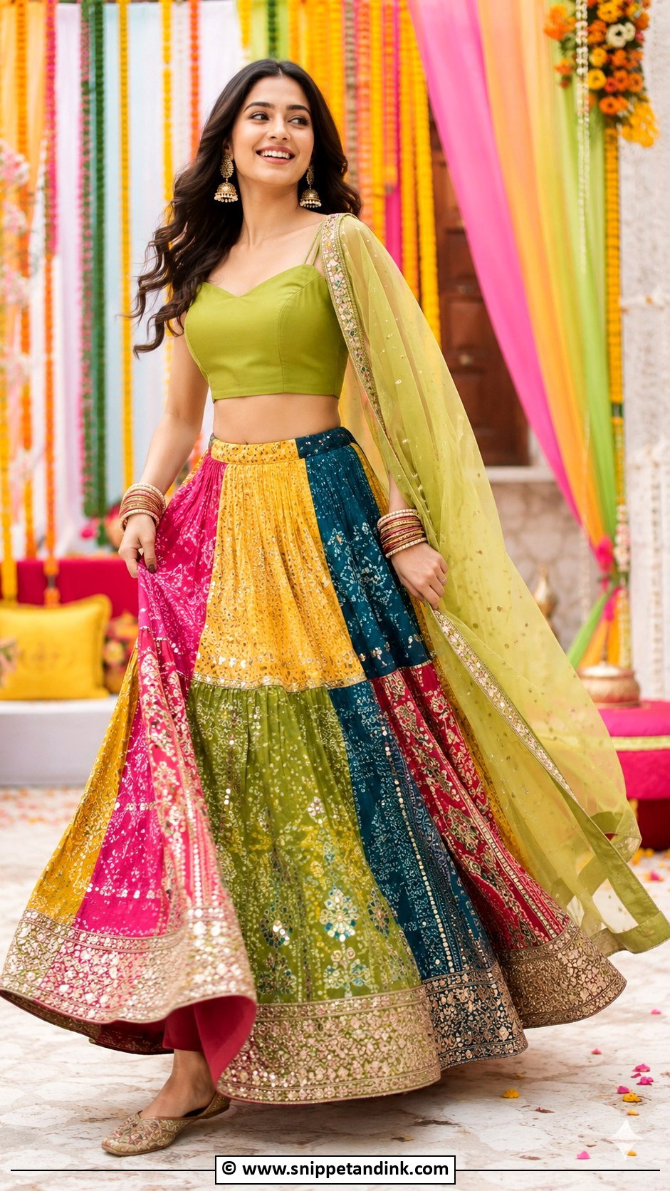 Multicolor Lehenga For Mehendi - Snippet and Ink - 30 Mehendi Dress Ideas
