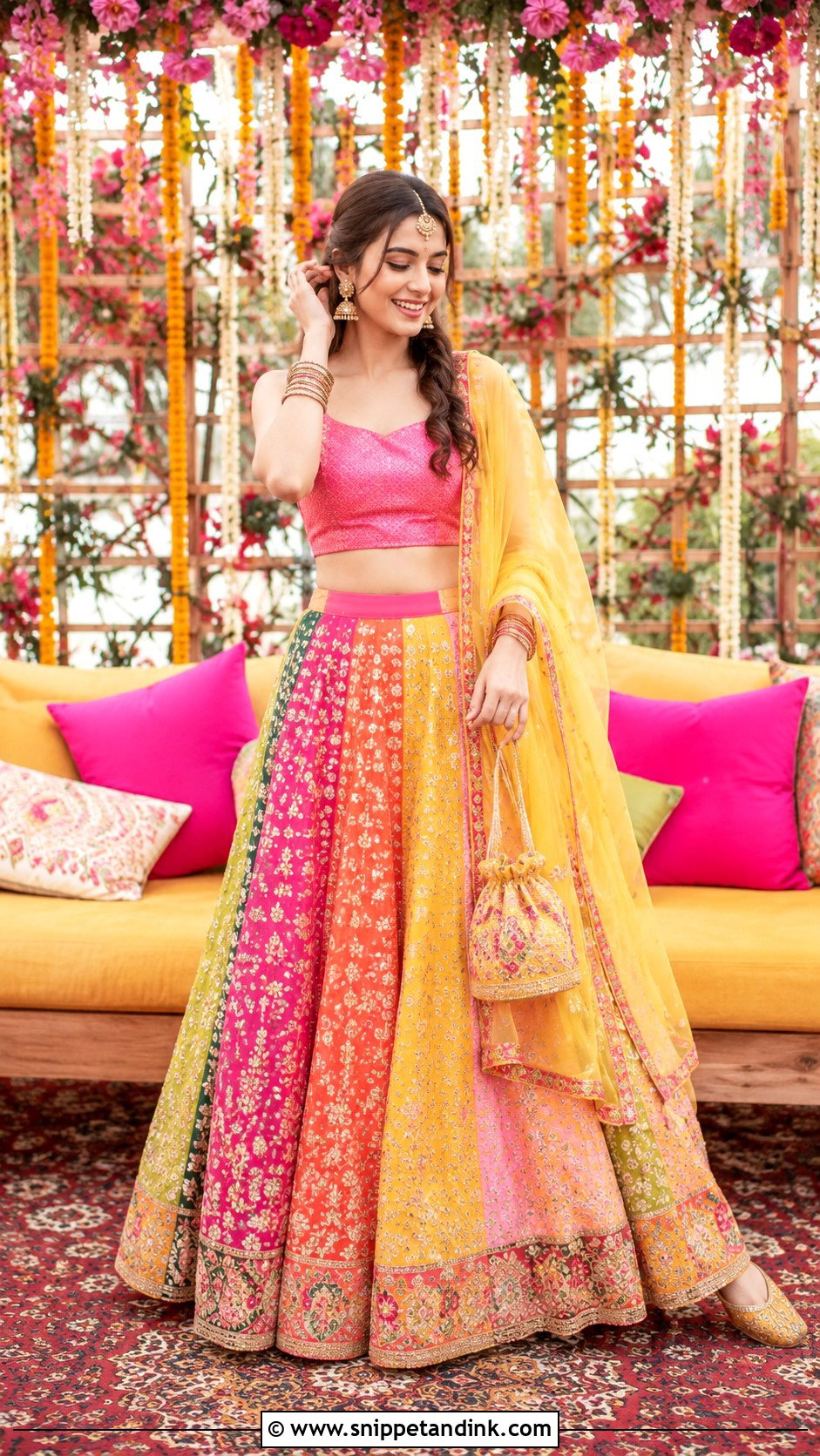 Multicolor Lehenga Mehandi Dress for Bride - Snippet and Ink - 25 Mehandi Dress for Bride Ideas