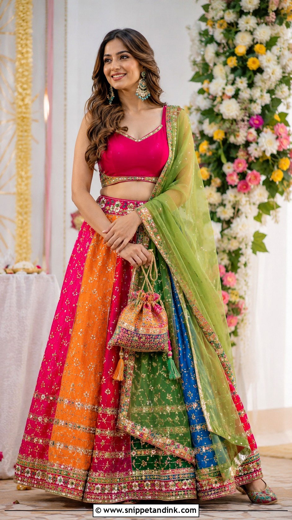 Multicolor Lehenga Mehendi Dress - Snippet and Ink - 20 Dress for Mehendi Ideas