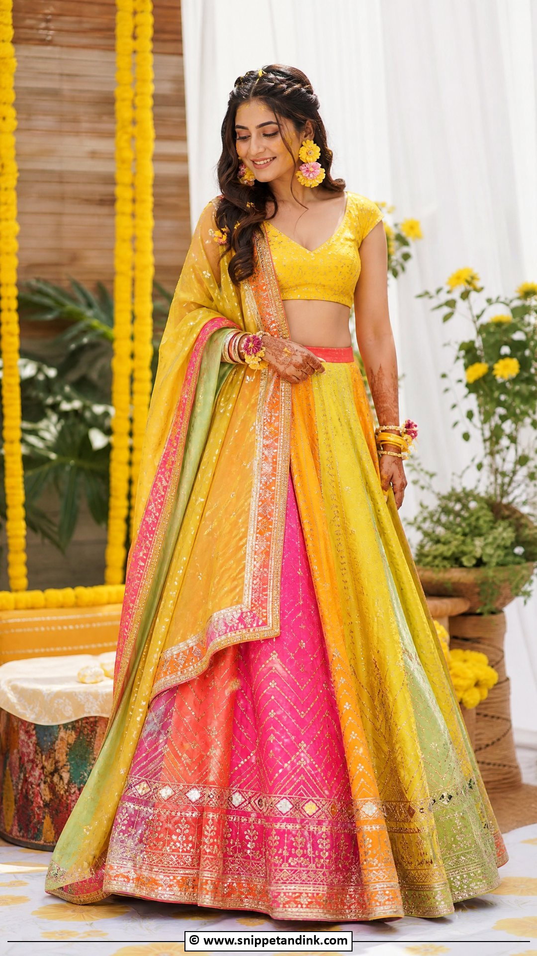 Multicolor Lehenga for Haldi Bride - Snippet and Ink - 35 Haldi Outfits for Bride