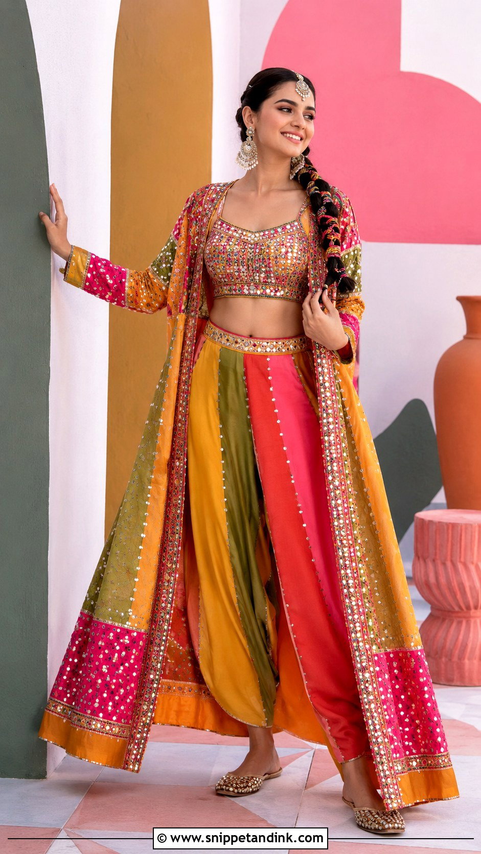 Multicolor Mehendi Co Ord Set - Snippet and Ink - 20 Bridal Mehendi Dress Ideas