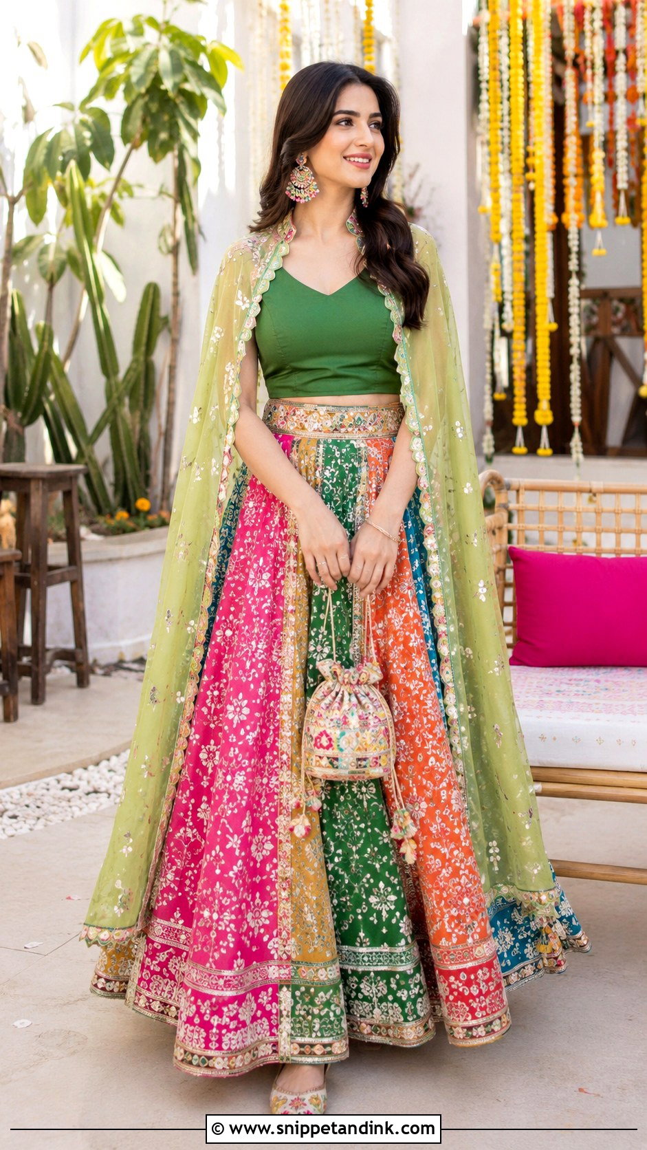 Multicolor Mehndi Bride Sister Lehenga - Snippet and Ink - 20 Lengha for Bride Sister Ideas