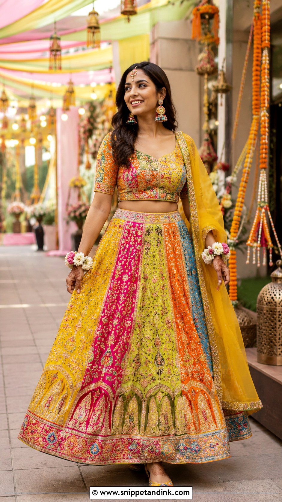 Multicolor Mehndi Lehenga For Bride - Snippet and Ink - 25 Mehndi Dress Ideas for Bride