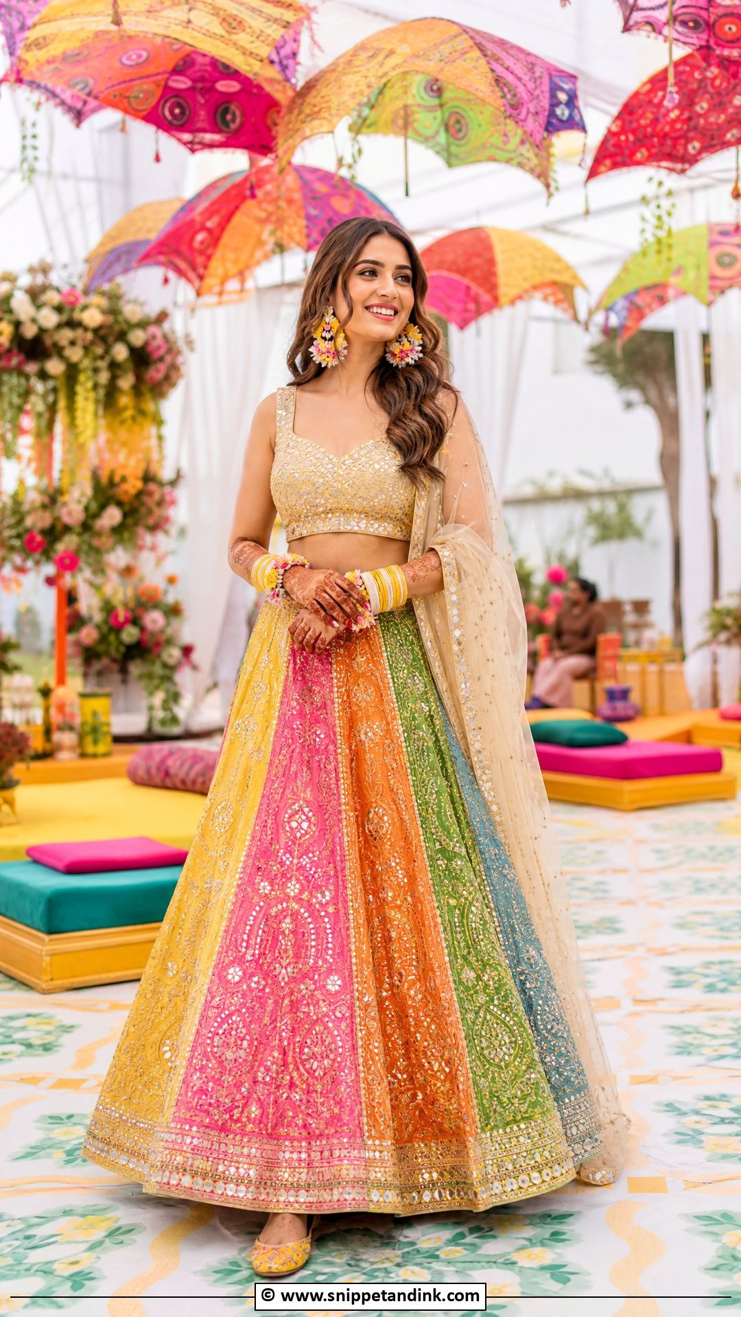 Multicolor Mehndi Lehenga For Bride - Snippet and Ink - 35 Mehndi Dress for Bride Ideas