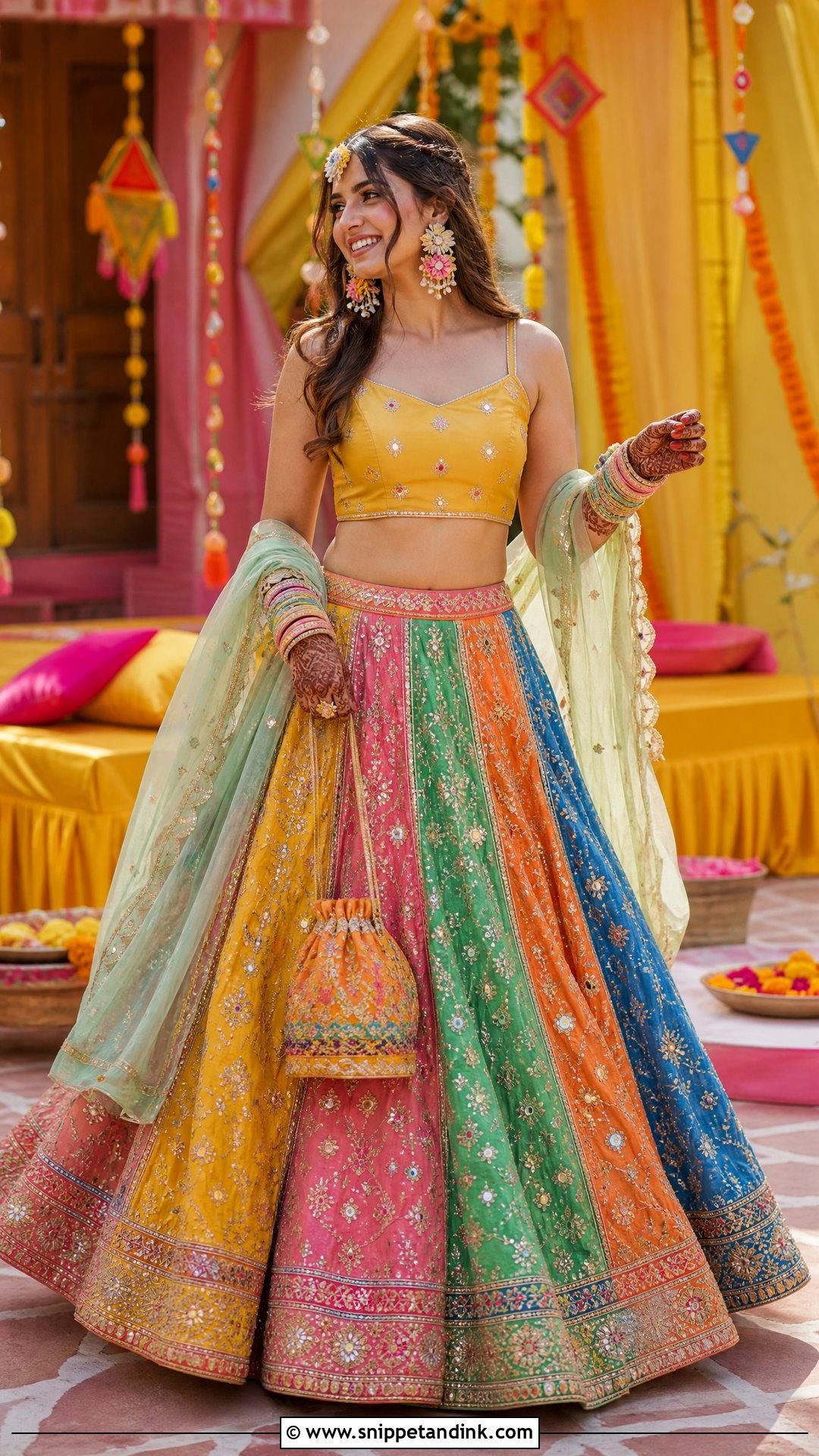 Multicolor Mehndi Lehenga Outfit - Snippet and Ink - 25 Mehndi Outfits for Bride