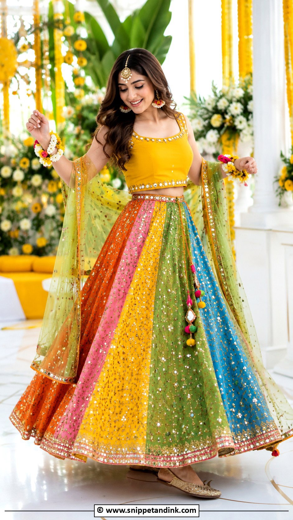 Multicolor Mehndi Lehenga Outfit - Snippet and Ink - 30 Pakistani Mehndi Dresses