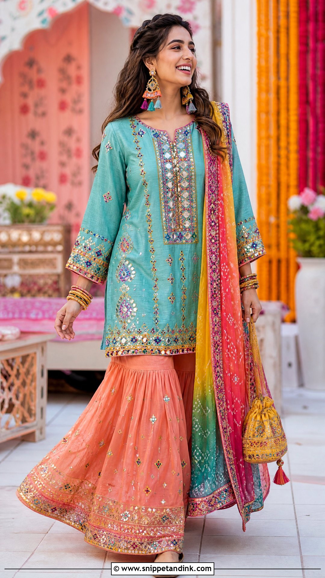 Multicolor Mirror Work Pakistani Wedding Suit - Snippet and Ink - 20 Pakistani Wedding Suits