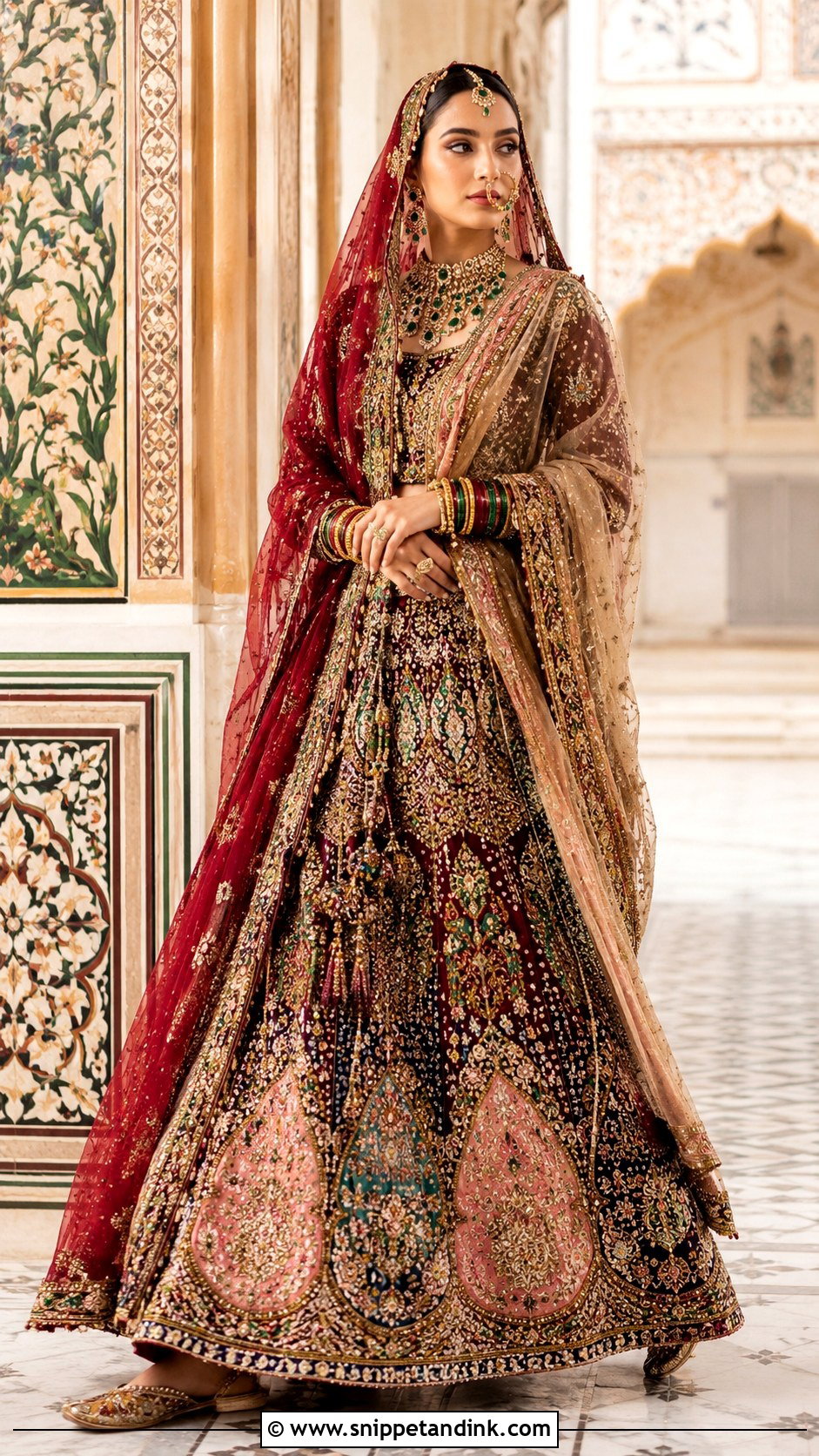 Multicolor Mughal Barat Lehnga - Snippet and Ink - 20 Barat Lehnga Pakistani Bridal Ideas