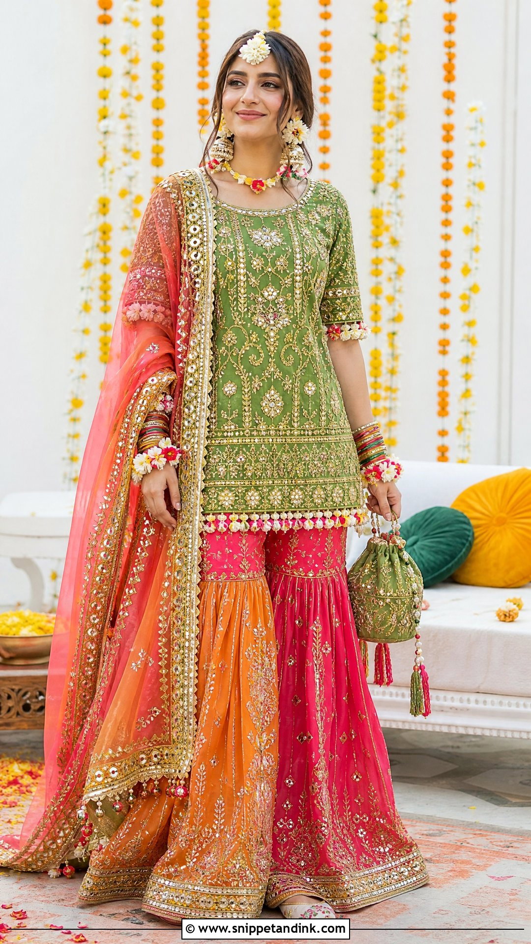 Multicolor Pakistani Bridal Gharara - Snippet and Ink - 20 Pakistani Dulhan Wedding Bride Dress Ideas