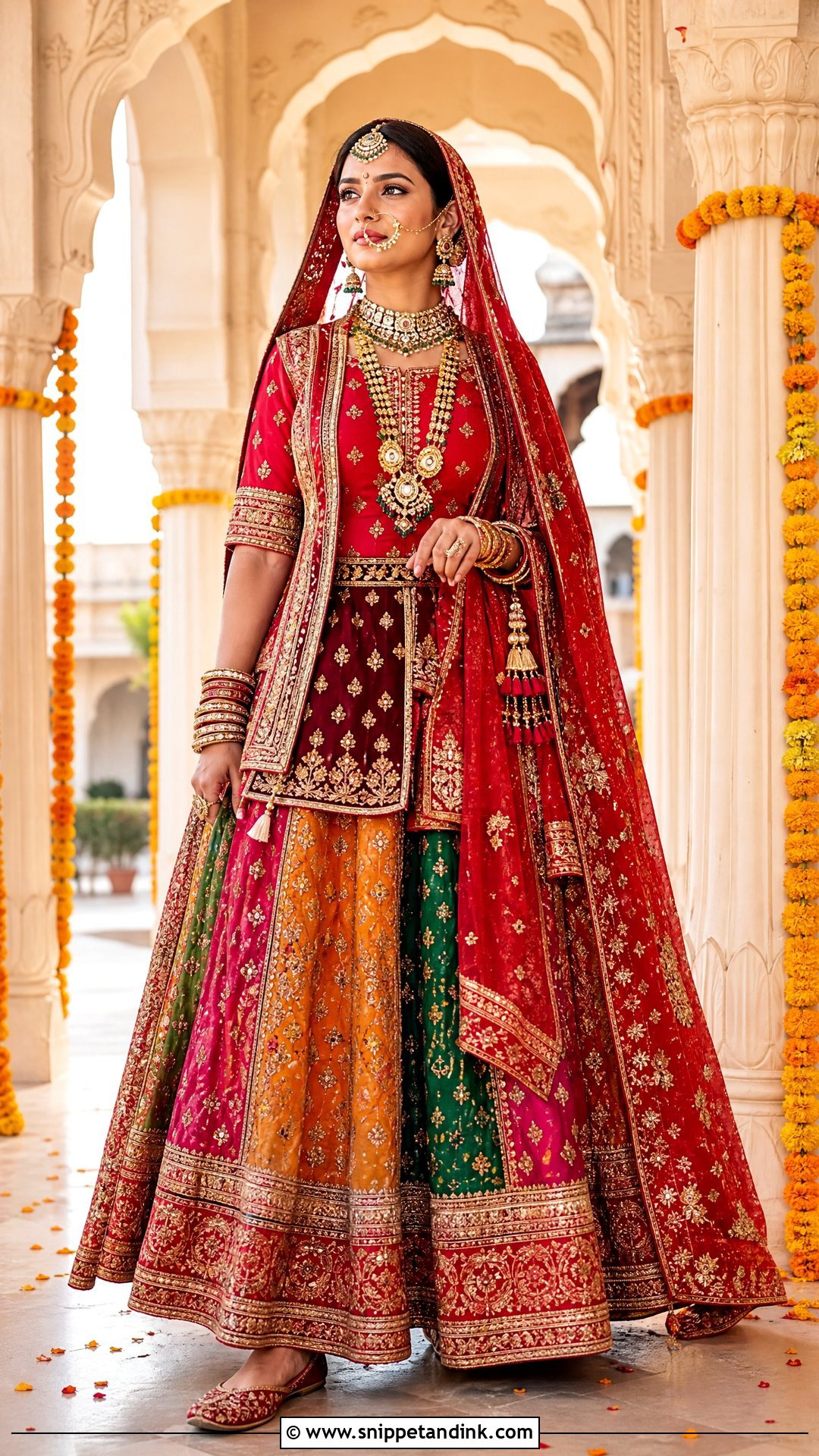 Multicolor Panel Rajputani Bridal Poshak - Snippet and Ink - 20 Rajputani Poshak for Bride Ideas