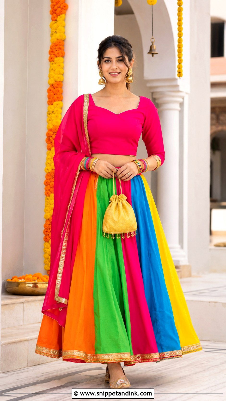 Multicolor Panelled Jaggo Lengha - Snippet and Ink - 20 Jaggo Lengha Ideas