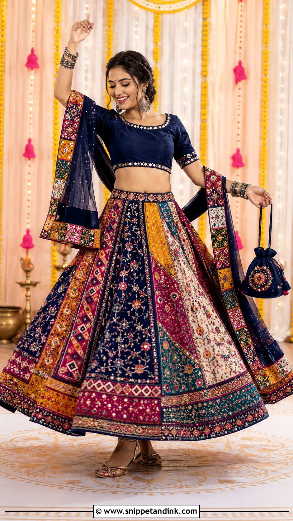 Multicolor Patchwork Wedding Chaniya Choli - Snippet and Ink - 20 Wedding Chaniya Choli Ideas