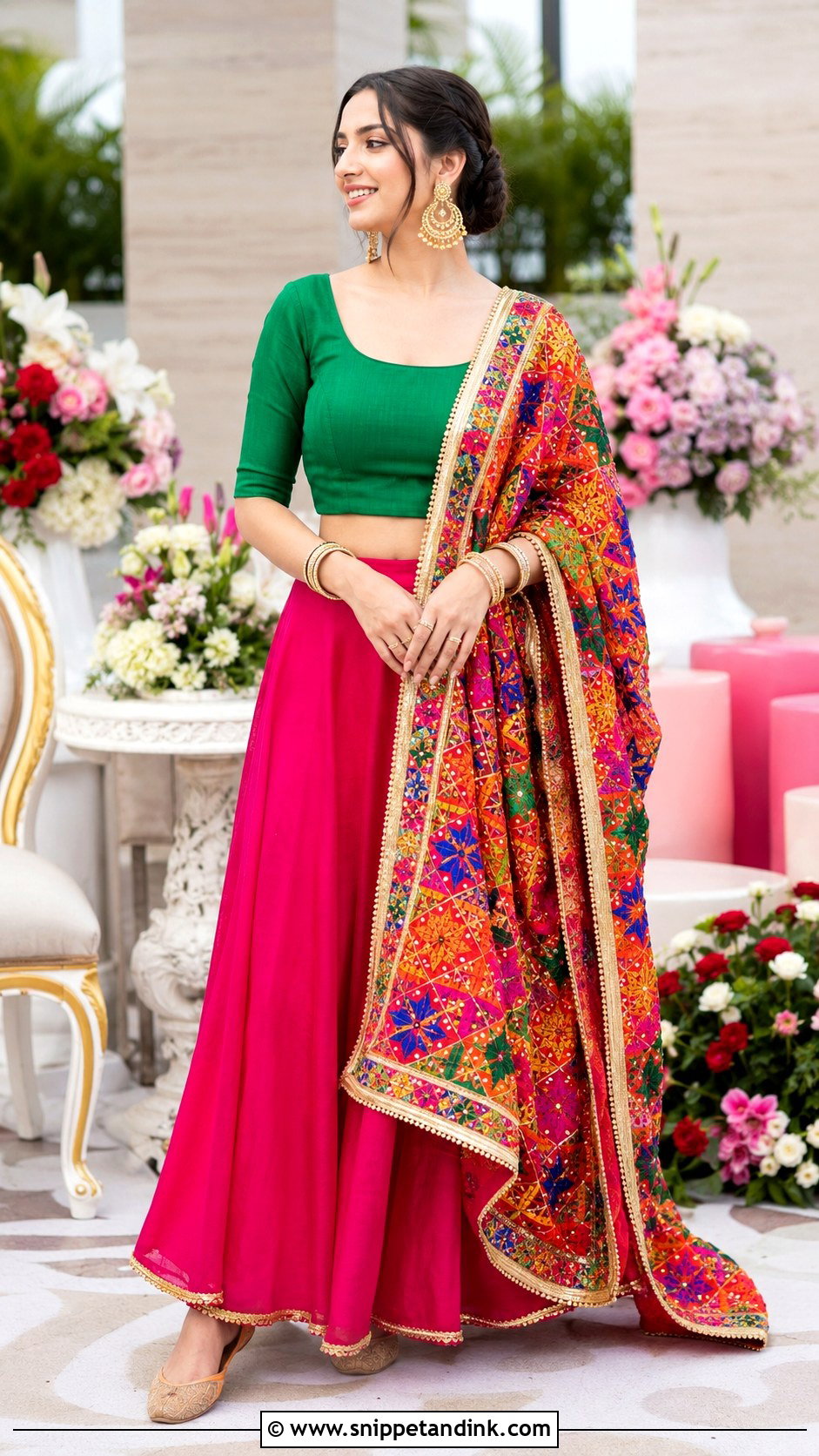 Multicolor Phulkari Jaggo Lengha - Snippet and Ink - 20 Jaggo Lengha Ideas