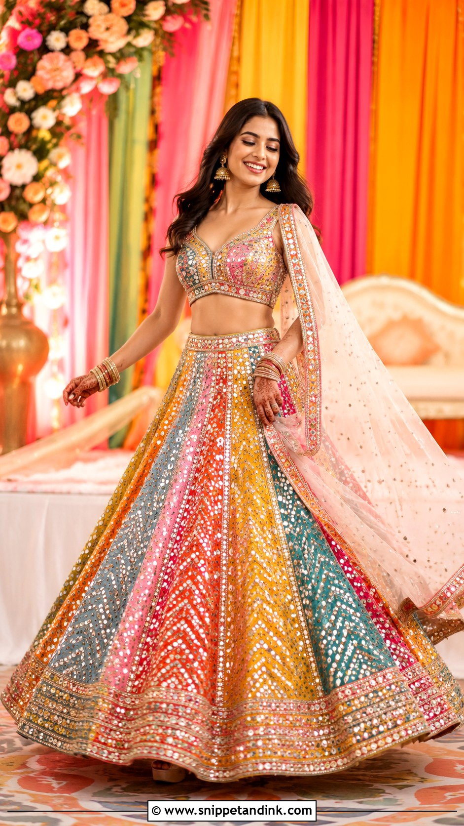 Multicolor Sangeet Lehenga - Snippet and Ink - 25 Sangeet Outfits for Bride