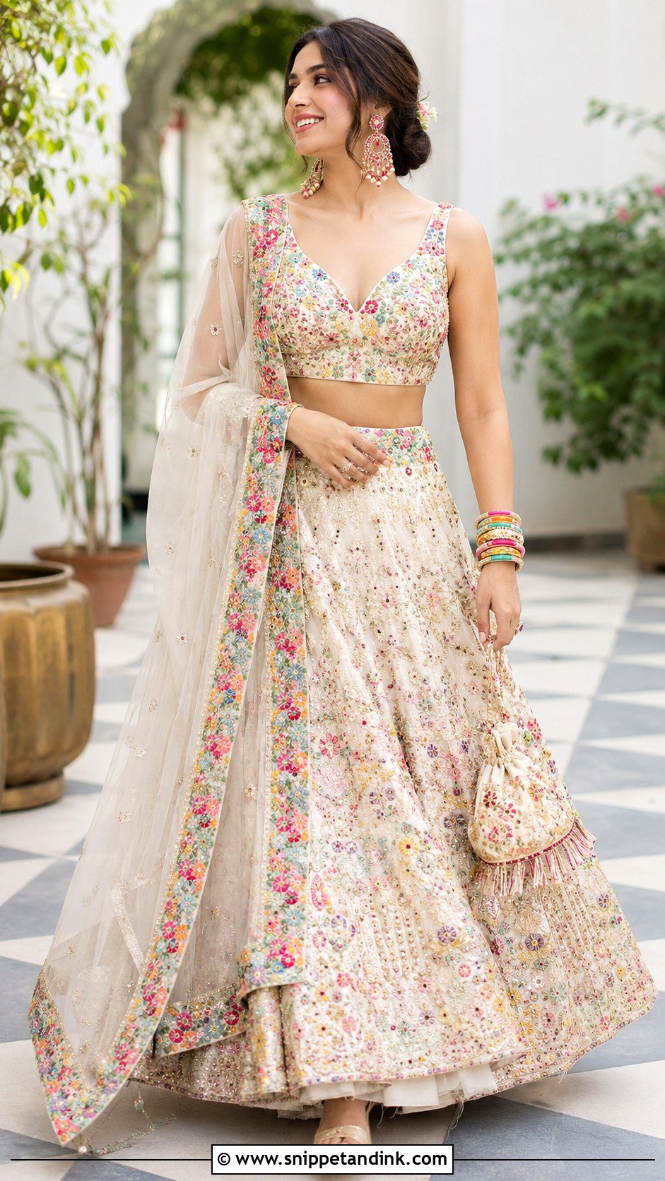 Multicolor Threadwork Blouse With Bridal Lehenga - Snippet and Ink - 20 Grand Blouse Designs for Marriage