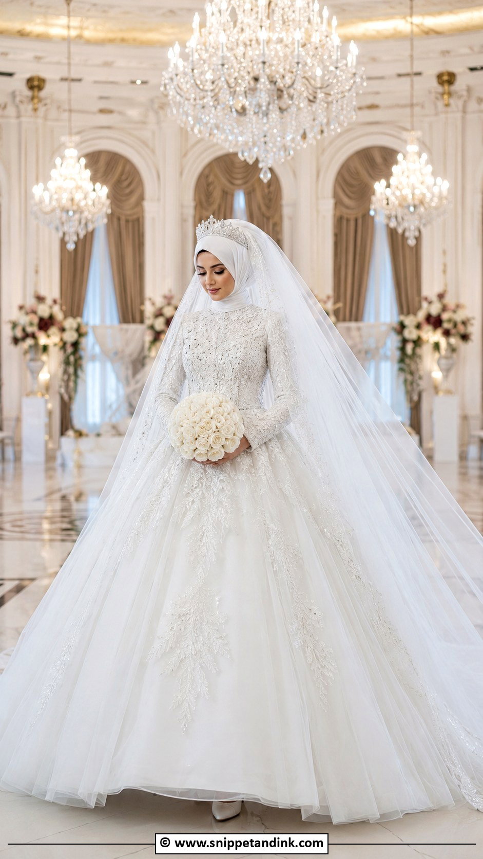 Muslim Bridal Ball Gown With Hijab - Snippet and Ink - 30 Muslim Bridal Ideas