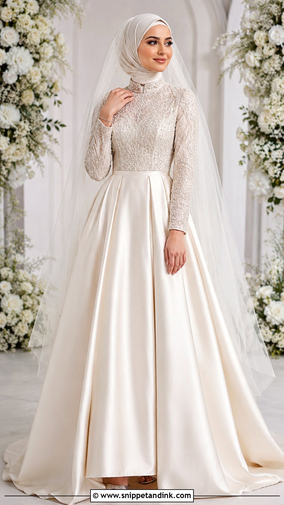 Muslim Bridal Dress With Beaded Bodice - Snippet and Ink - 30 Muslim Bridal Dress Ideas