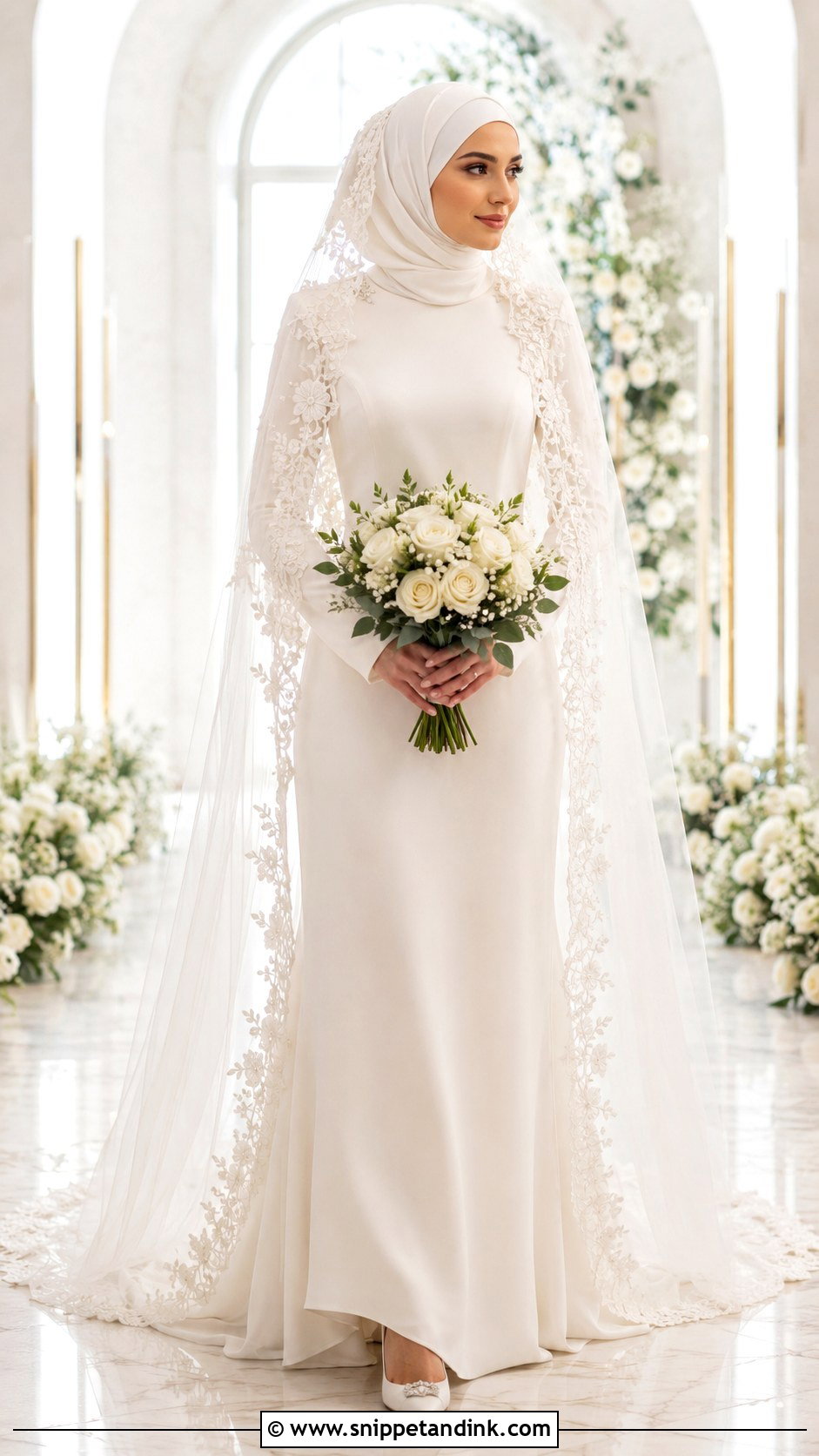 Muslim Bridal Dress With Embroidered Veil - Snippet and Ink - 30 Muslim Bridal Dress Ideas