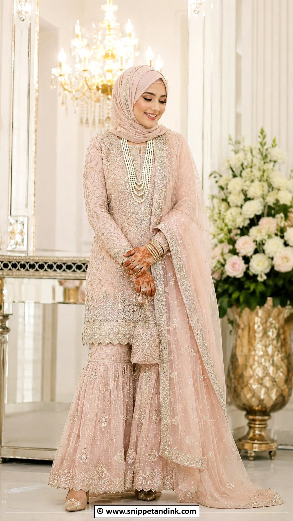 Muslim Bridal Gharara With Hijab - Snippet and Ink - 30 Muslim Bridal Ideas