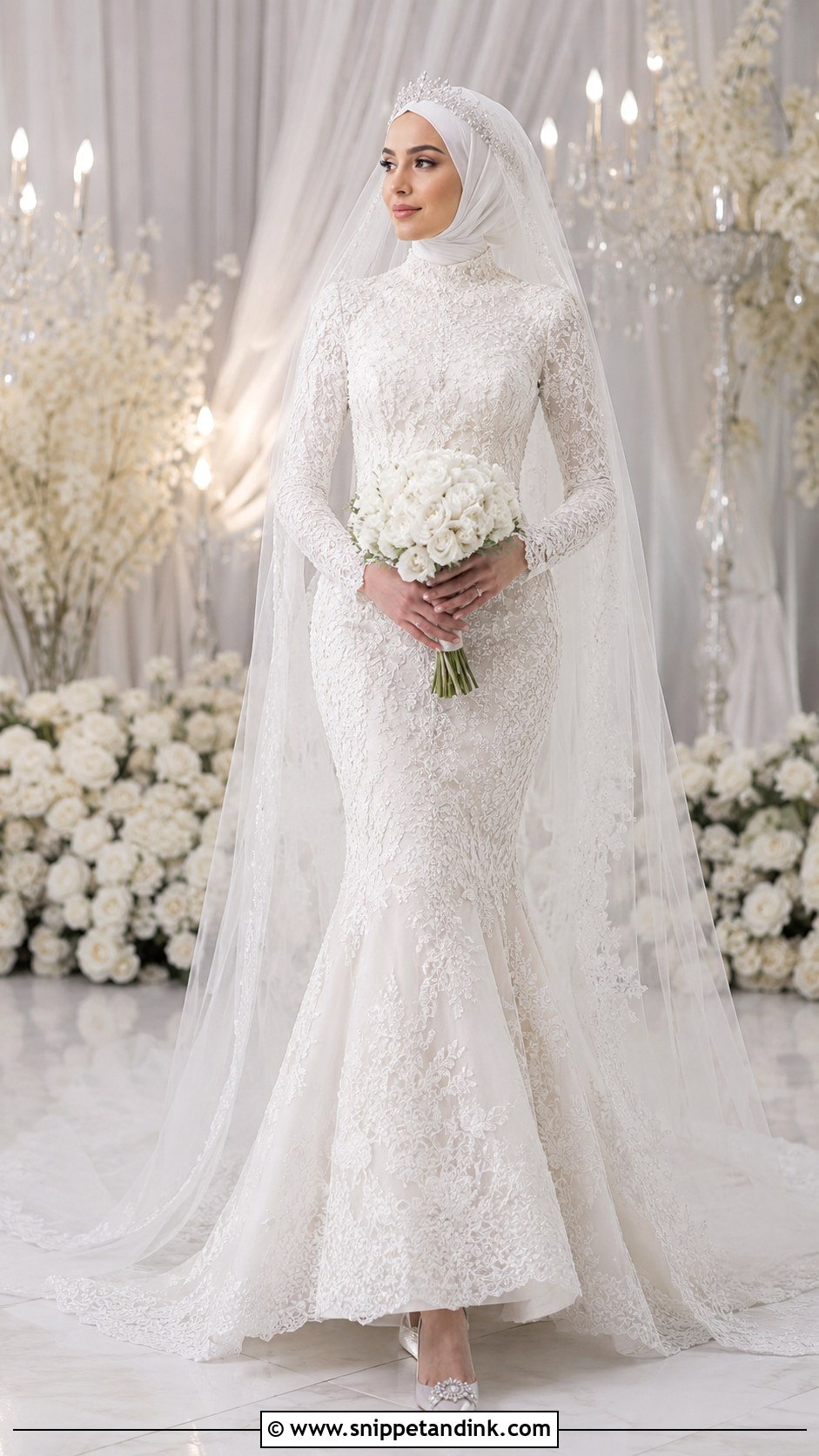 Muslim Bridal Mermaid Dress With Hijab - Snippet and Ink - 30 Muslim Bridal Dress Ideas